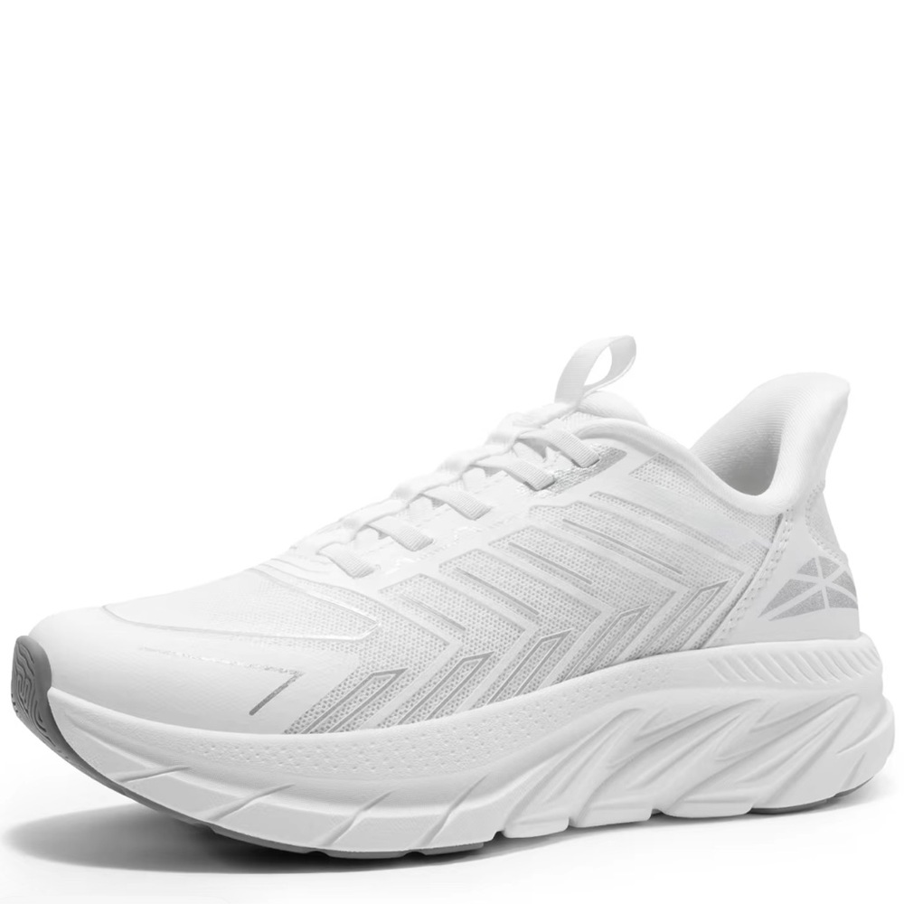 AllSwifit Ladies White Slip-On Athletic Shoes with Lace-Up Design. GUC